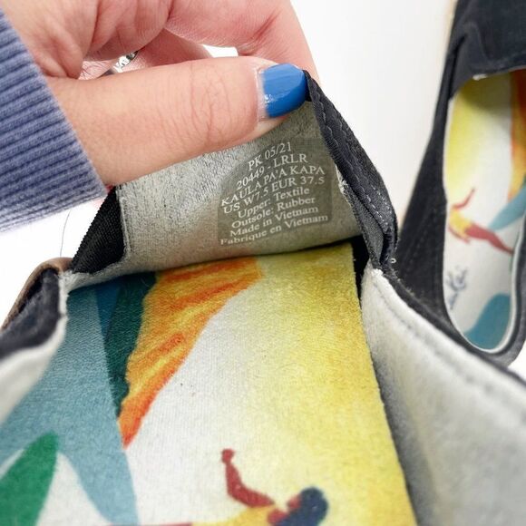 Olukai kaula Pa‘a Kapa Linen Espadrilles Collapsible Heel Black Women’s 7.5 - Picture 7 of 8